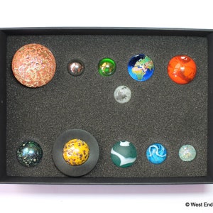 Solar System Model Orrery Glass Display Marbles Space Planets Collection in Presentation Box image 6