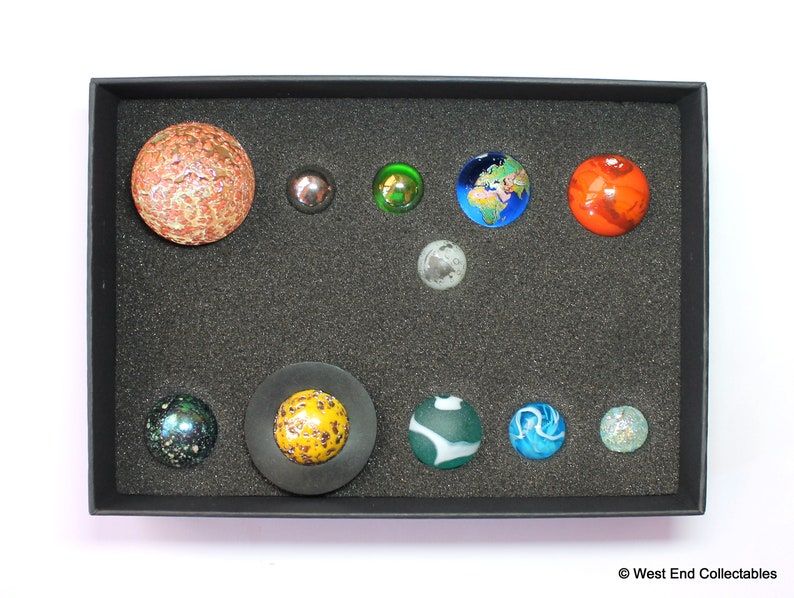 Solar System Model Orrery Glass Display Marbles Space Planets Collection in Presentation Box image 6