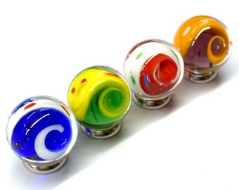 Handmade Glass Marbles 4 x 16mm Spiral Swirl Twist Toy Marble