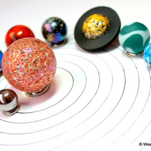 Solar System Model Orrery Glass Display Marbles Space Planets Collection in Presentation Box image 3