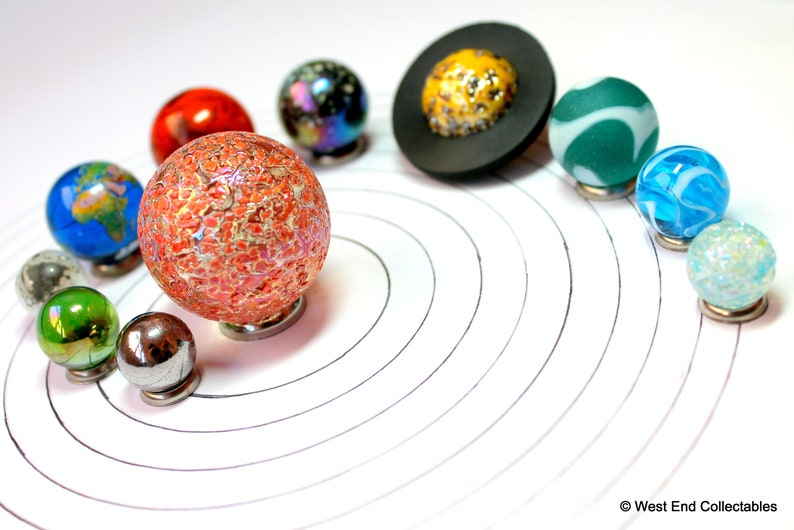 Solar System Model Orrery Glass Display Marbles Space Planets Collection in Presentation Box image 3