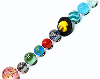 日食ガラスビー玉セット - 太陽、地球、月 - 世界の惑星ガイア・テラ