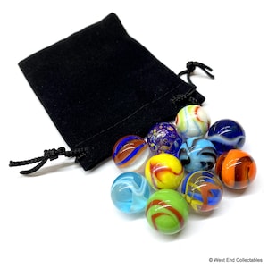 10 Unique Glass Marbles 16mm (0.5") Collection Set Gift Present Party Goody Bag Variety