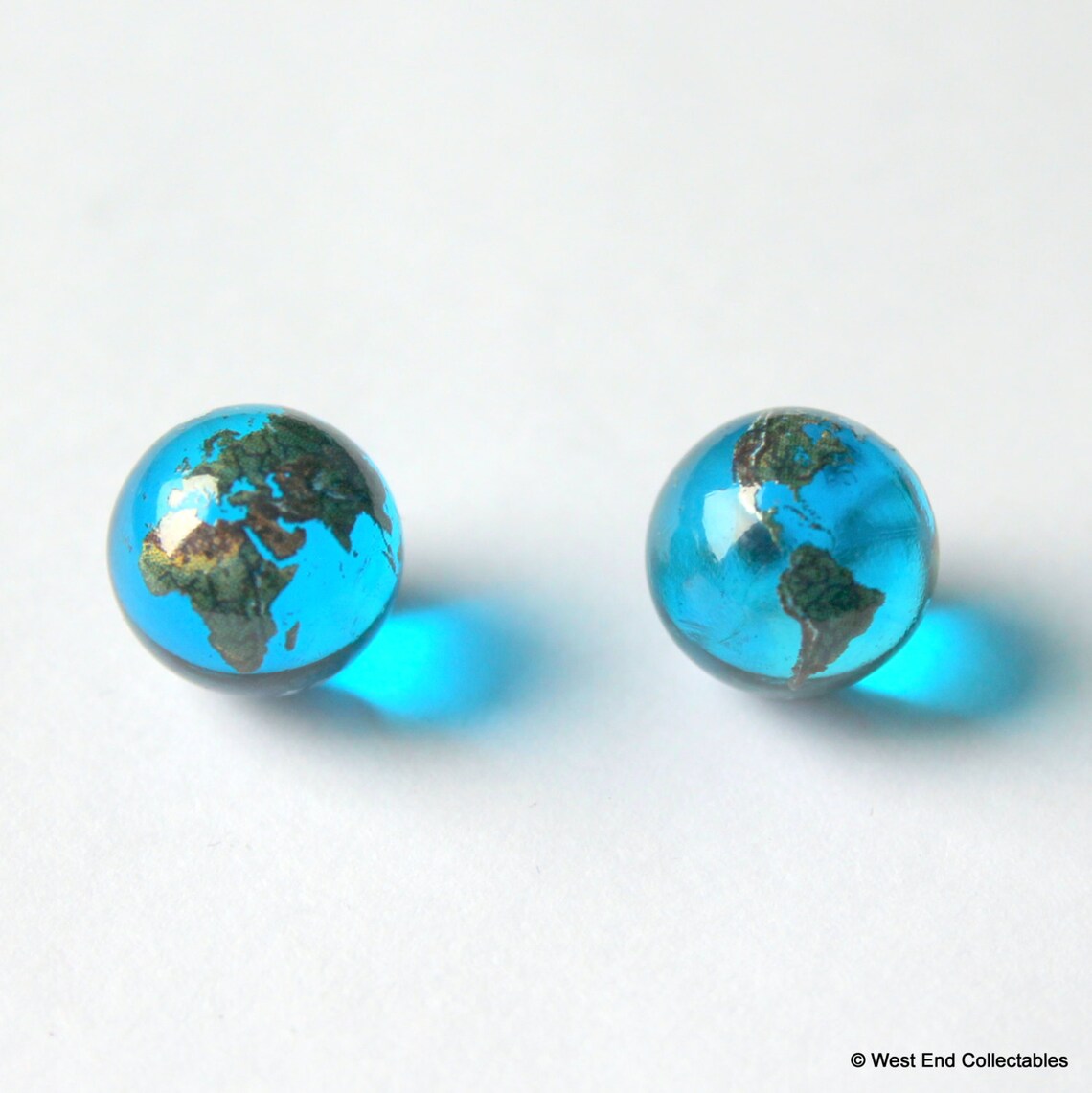 Pair of 15mm 0.5 Blue Glass Earth Globe Marbles for Etsy