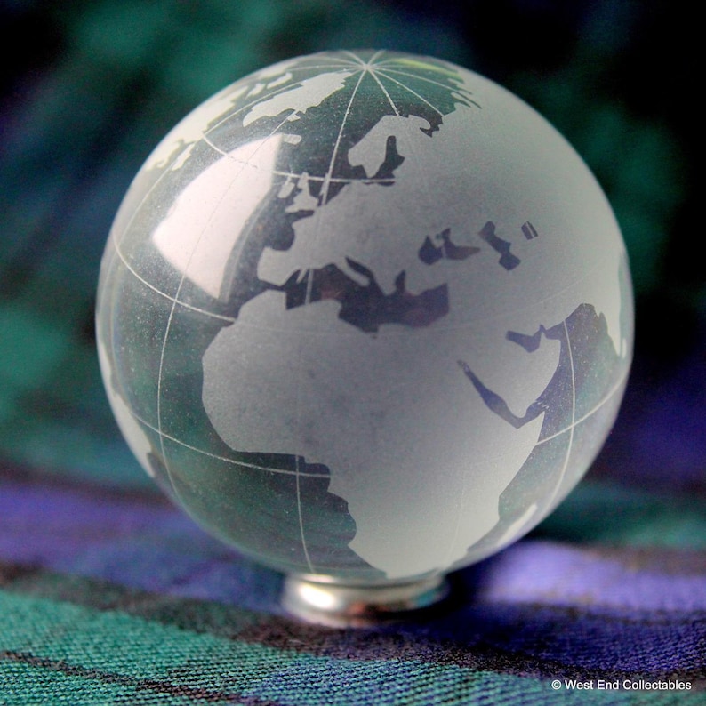 Massive 60mm 2.4 Clear Frosted Glass Earth Globe Etsy