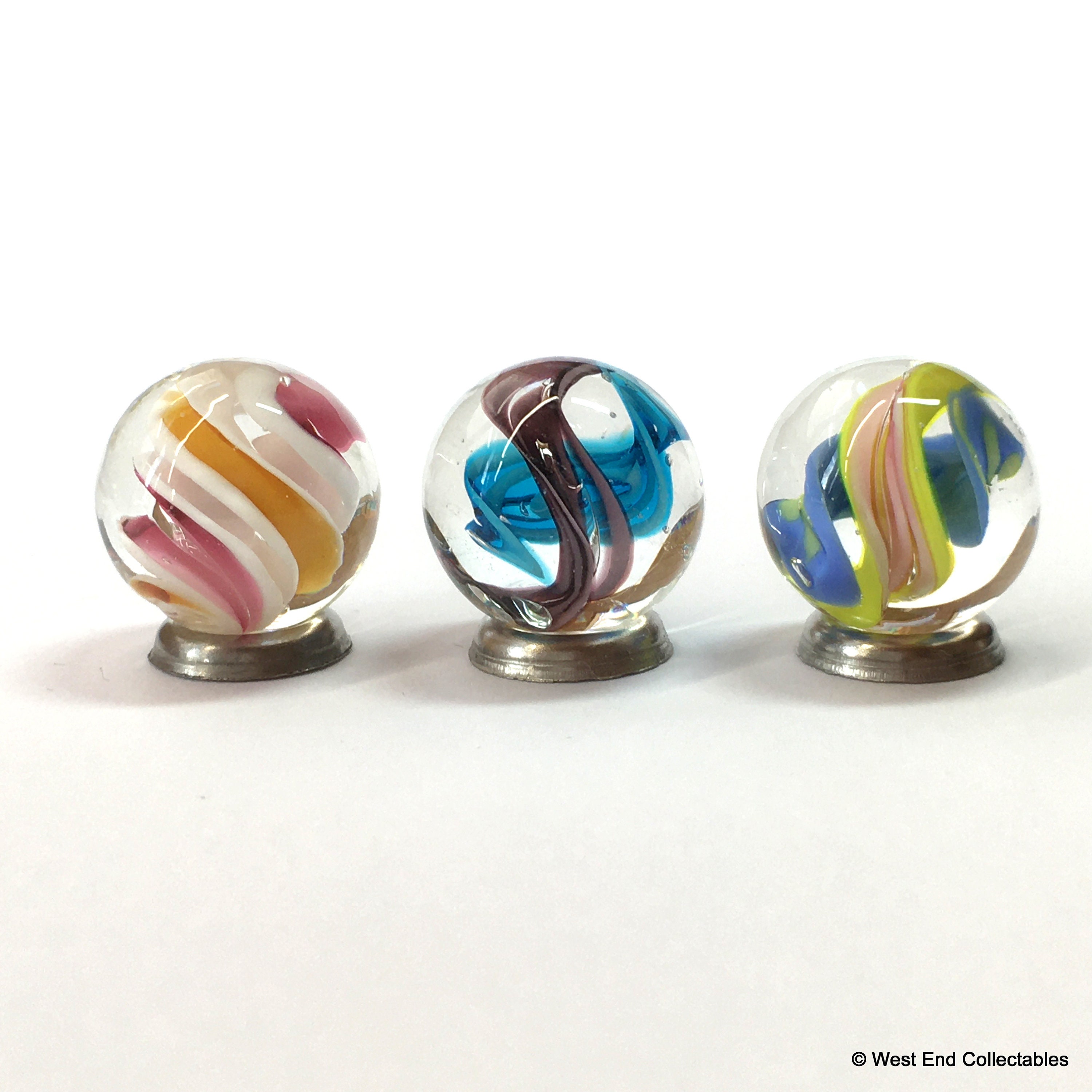 3 X 16mm (0.5") Handmade Swirl Marbles - Twist Spiral Glass Art Marbles ...