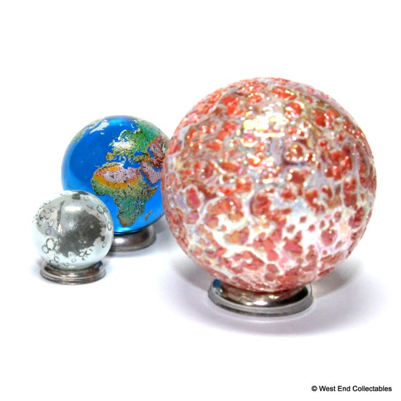 日食ガラスビー玉セット - 太陽、地球、月 - 世界の惑星ガイア・テラ