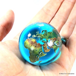 Massive 50mm (2&quot;) AQUA CRYSTAL Planet Earth Globe Marble - Orrery Solar System