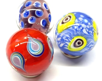 Handmade Glass Marbles Set of 3 x 22mm Shooter Toy Marble