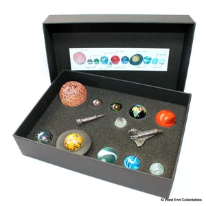 Collectors Solar System Model Orrery Ultimate Marbles Collection Set With Shuttle & Rocket - Planets