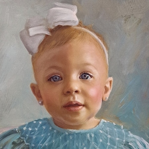 Custom Child Portrait: Hand Painted Oil Painting on Canvas
