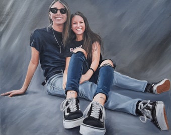 Custom Oil Portrait: Handmade Friendship Painting from Photo