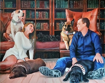 Custom Family Oil Painting from Photo: Hand-Painted Portrait