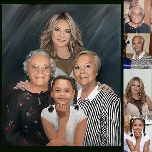 Christmas Custom family Portrait Painting from photos different photos combined Personalized Gift - Family Artwork wall art