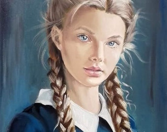 Ritratto a olio su tela / Dipinto a olio personalizzato da foto / Dipinto di famiglia / Ritratto dipinto a mano