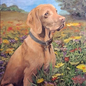 Custom Dog Portrait: Handmade Oil Painting from Photo, Pet Memorial Art