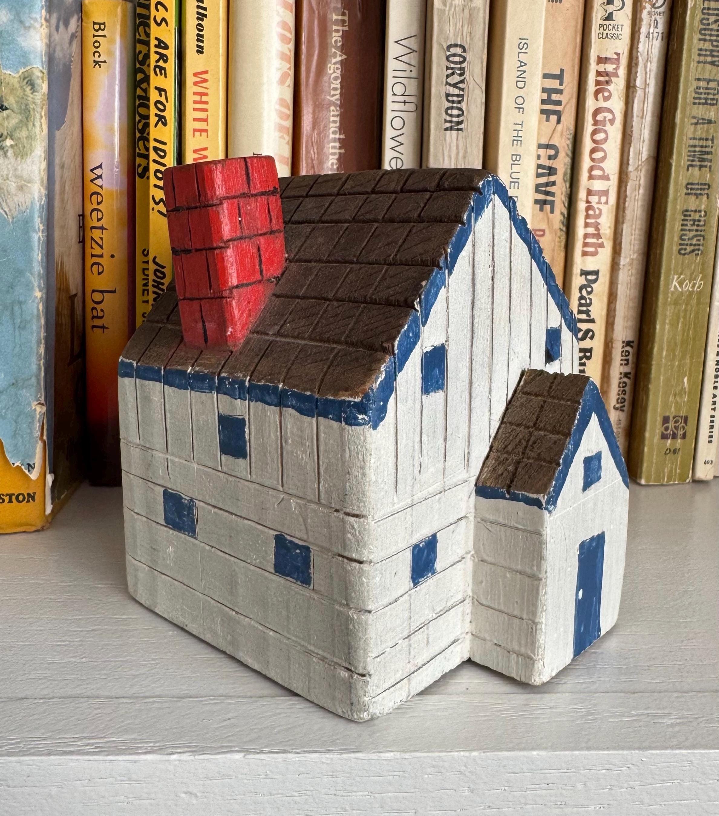 vintage folk art wooden toy house