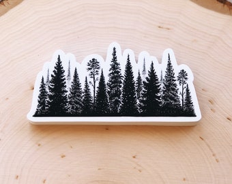 Treescape Line Vinyl Sticker - Waterproof Stickers Pine Tree Sticker Fir Trees Wanderlust Sticker Explore Sticker Nature Aesthetic Sticker