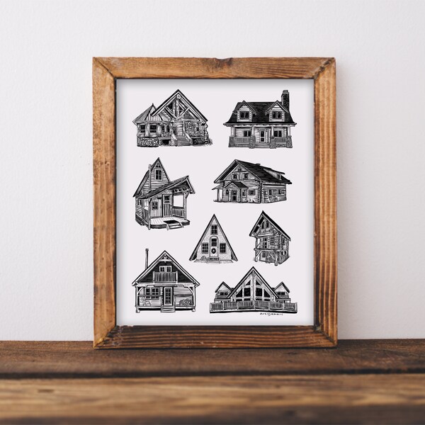 Cozy Homes & Cabins Art Print