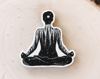 Grounded and Growing Vinyl Sticker - Yoga Sticker, Yoga Pose Sticker, Phone Sticker, Waterbottle Sticker Yogi Gift, Yoga Teacher Nature Yoga