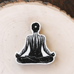 Yoga Pose Vinyl Sticker: Grounded Nature Meditating Yogi Gift