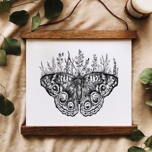 Floral Butterfly Art Print - Butterfly art, Ink Butterfly Drawing, Butterfly Wall Art Butterfly print, Butterflies Drawing, flower aesthetic