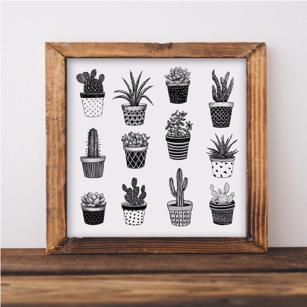 Cactus and Succulent Plant Pots Art Print