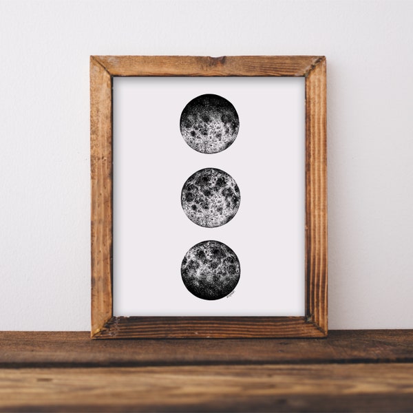 3 Moon Phases Art Print