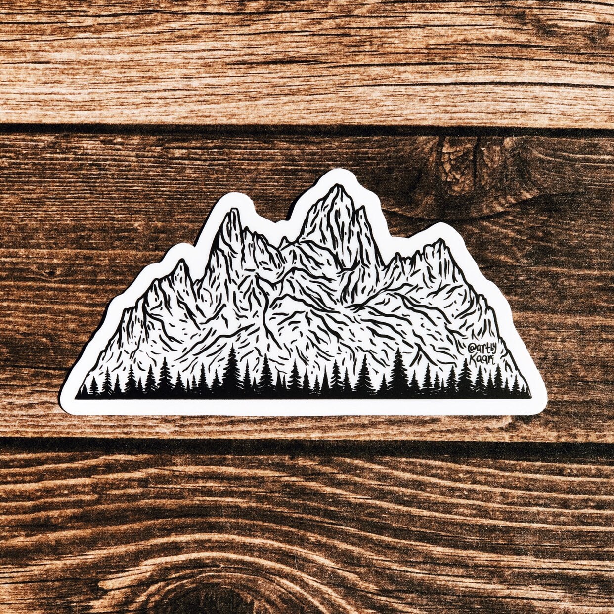 Mountains Trees Vinyl Sticker Etsy