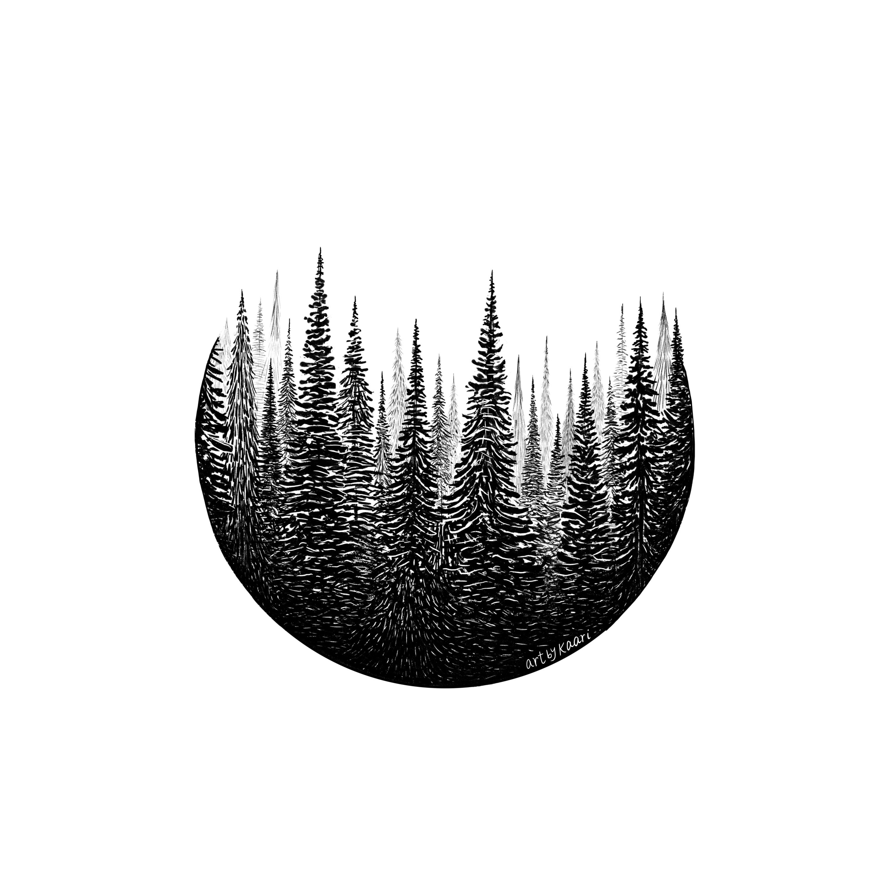 Treescape Circle Art Print Etsy