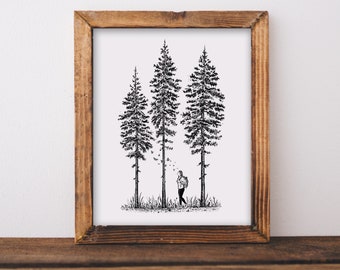 Her Forest - Nature Art Print Decor for Rustic Cabin Wall Art, Lake House, Bedroom Decor, Gift for Nature Lovers, Hikers, Campers, Outdoorsy