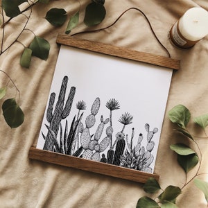 Growing Cactus Art Print Succulent Wall Art, Cactus Landscape Illustration, Plant Lover Art Print Ink Cactus Southwest Wall Art, Ink Plant image 2