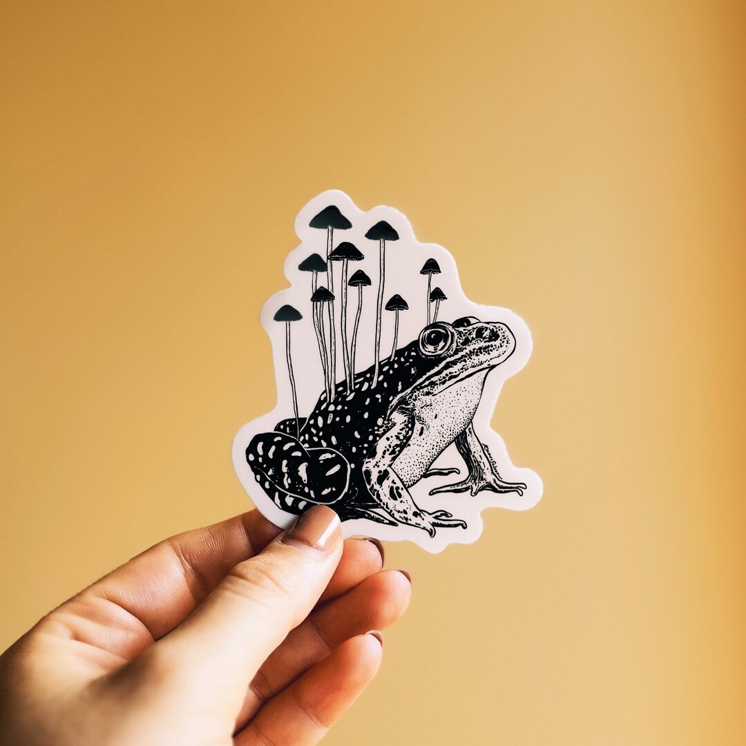 Mushroom Frog Vinyl Sticker: Waterproof Laptop Decal - Etsy