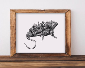 Cacti Lizard Art Print