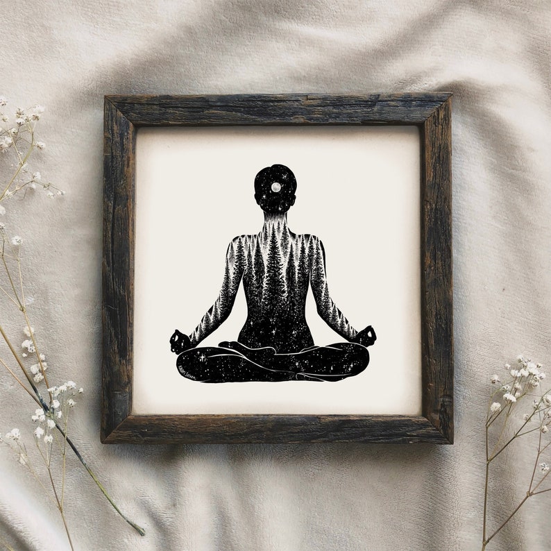 Yoga Forest Woman Art Print: Grounded Yogi Gift image 1
