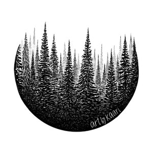 Treescape Circle Vinyl Sticker Waterproof, Adventure, Nature, Forest Water Bottle Sticker, Car, Laptop, Phone Decal, Best Friend Gift image 3