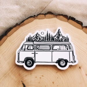 Mountainous Van Vinyl Sticker - Waterproof Adventure, Nature, Water Bottle Sticker, Car, Laptop, Phone Decal, Best Friend Gift