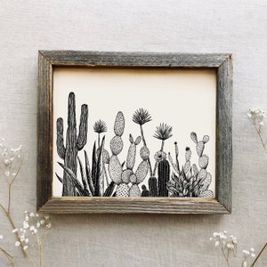 Kaktus Landschaft Kunstdruck: Südwest Wüste Illustration