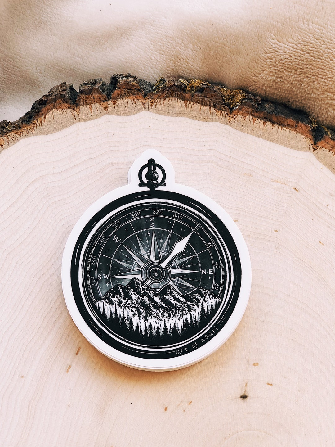 Mountain Compass Vinyl Sticker – Waterproof Nature Decal - Etsy