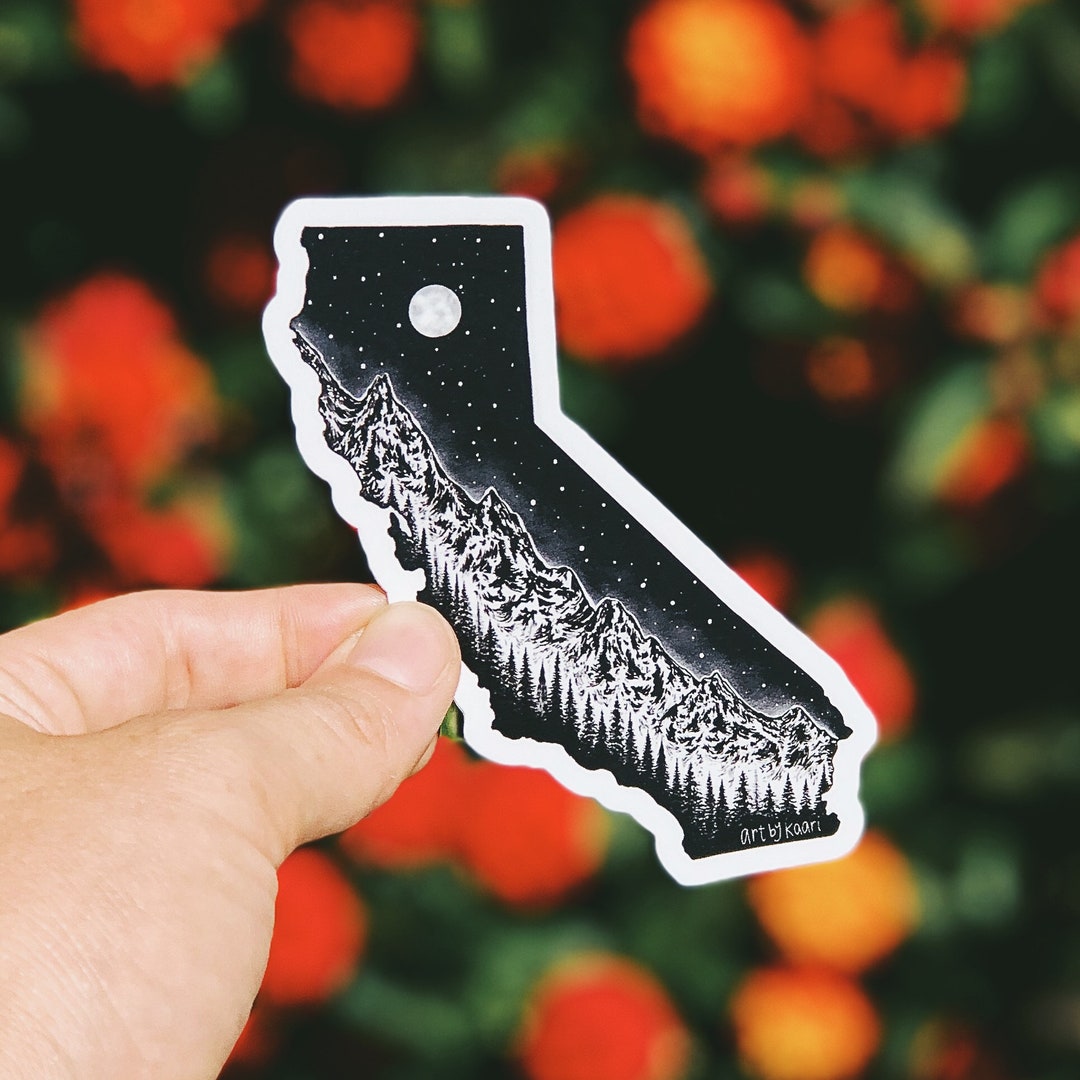 California + Sierra Mountains Vinyl Sticker - Etsy