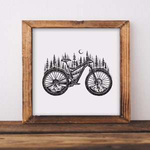 Forested Bicycle Art Print Wanderlust Wall Art Bicycle Lover Bicycle Wall Art Bicycle Gift Art Mountain Decor Biking Print Cyclist Print image 4