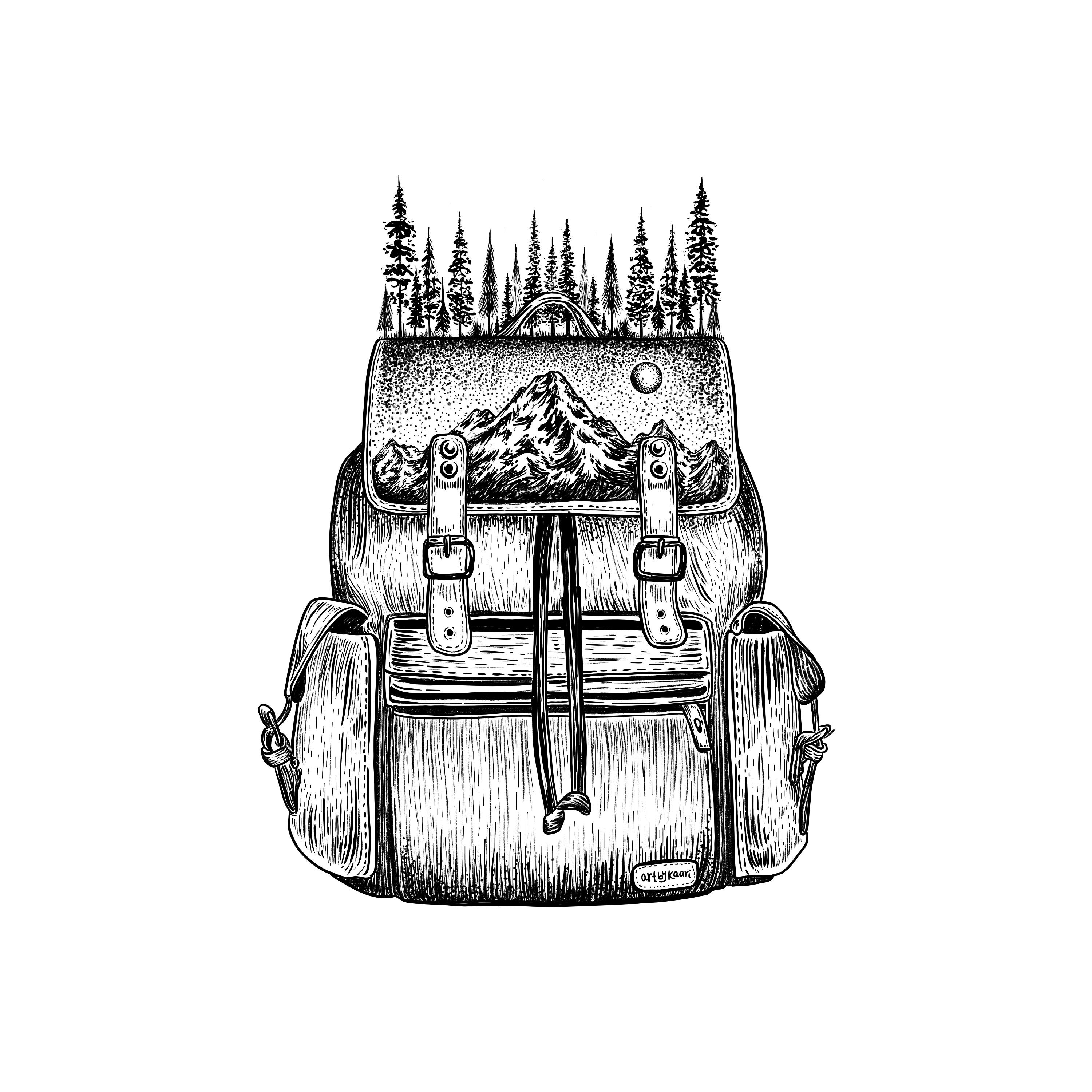 Forested Backpack Art Print