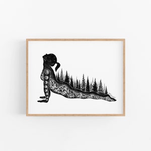 Yoga Pose II + Forest Art Print - Yoga Woman Art Print, Yoga Wall Art,  Yoga Loves Gift, Yoga Girl Gift, Yogi Gift, Yoga Teacher Gift