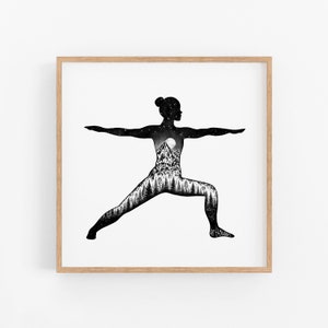 Art Print - "Yoga Pose I" Yoga Art Yogi Wall Art Yoga Studio Art Decor Yoga Lovers Art Print Yoga Woman Yoga Girl Yoga Moon Art Print