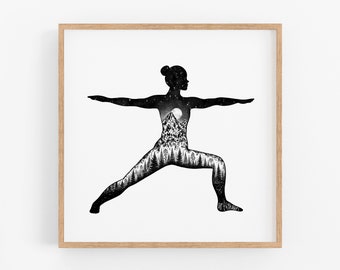 Art Print - "Yoga Pose I" Yoga Art Yogi Wall Art Yoga Studio Art Decor Yoga Lovers Art Print Yoga Woman Yoga Girl Yoga Moon Art Print