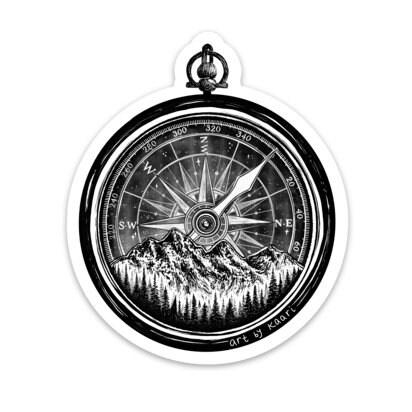 Mountain Compass Vinyl Sticker – Waterproof Nature Decal - Etsy