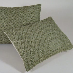 Green Geometric Lumbar Pillow Cover: Vintage Silk Kimono, Shibori Design