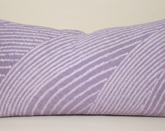 Vintage shibori pillow cover, silk kimono pillow, vintage textile pillow, lavender bolster pillow, abstract pillow, sustainable home decor