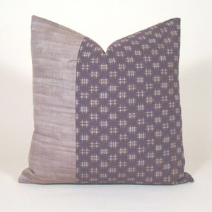 Japanese kasuri pillow cover, geometric ikat pillow, burgundy accent pillow, mauve throw pillow, boho chic home decor, eco friendly gift