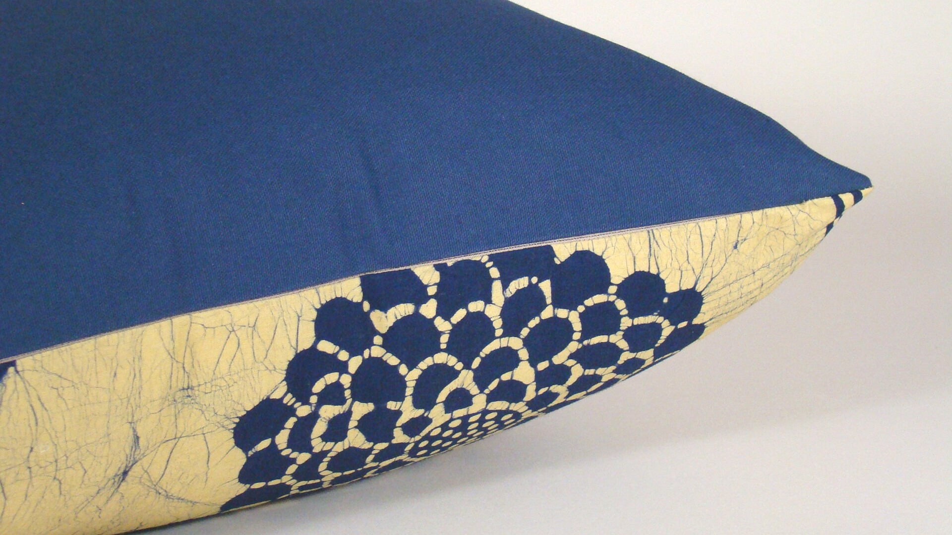 Floral Batik Pillow Cover, Artisan Throw Pillow, Japanese Indigo